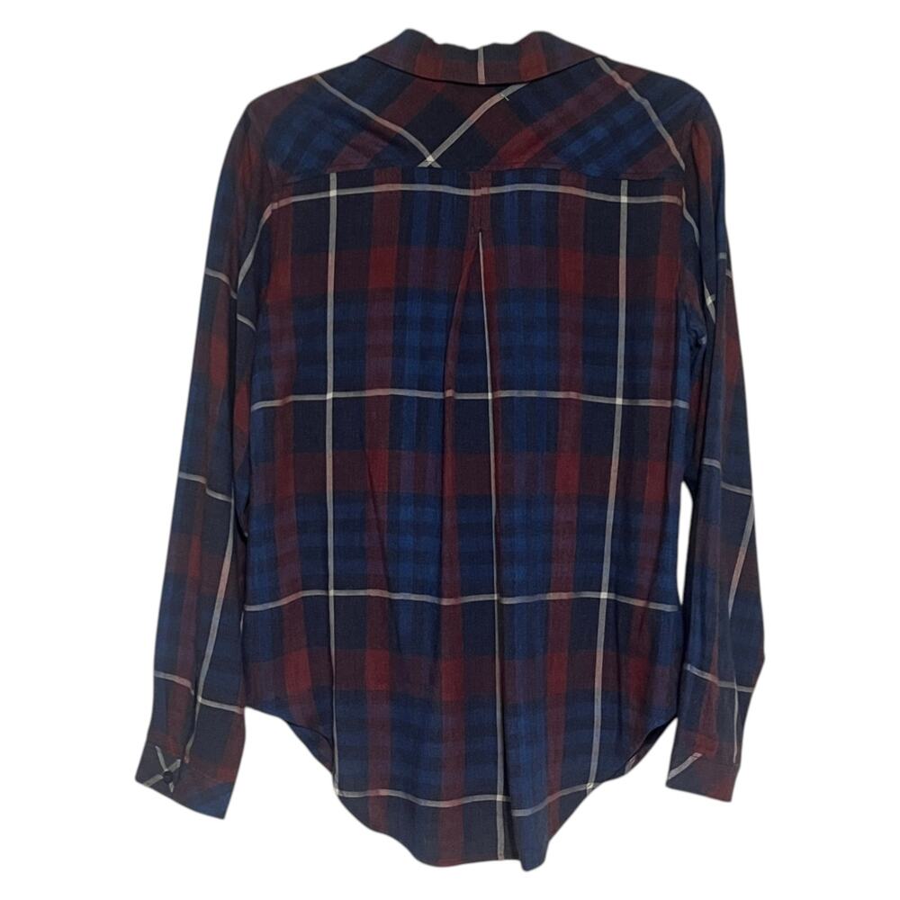 Cloth & Stone Anthropologie Aurora Plaid Long Sleeve Button Down Shirt Blue Sz M - Picture 3 of 7